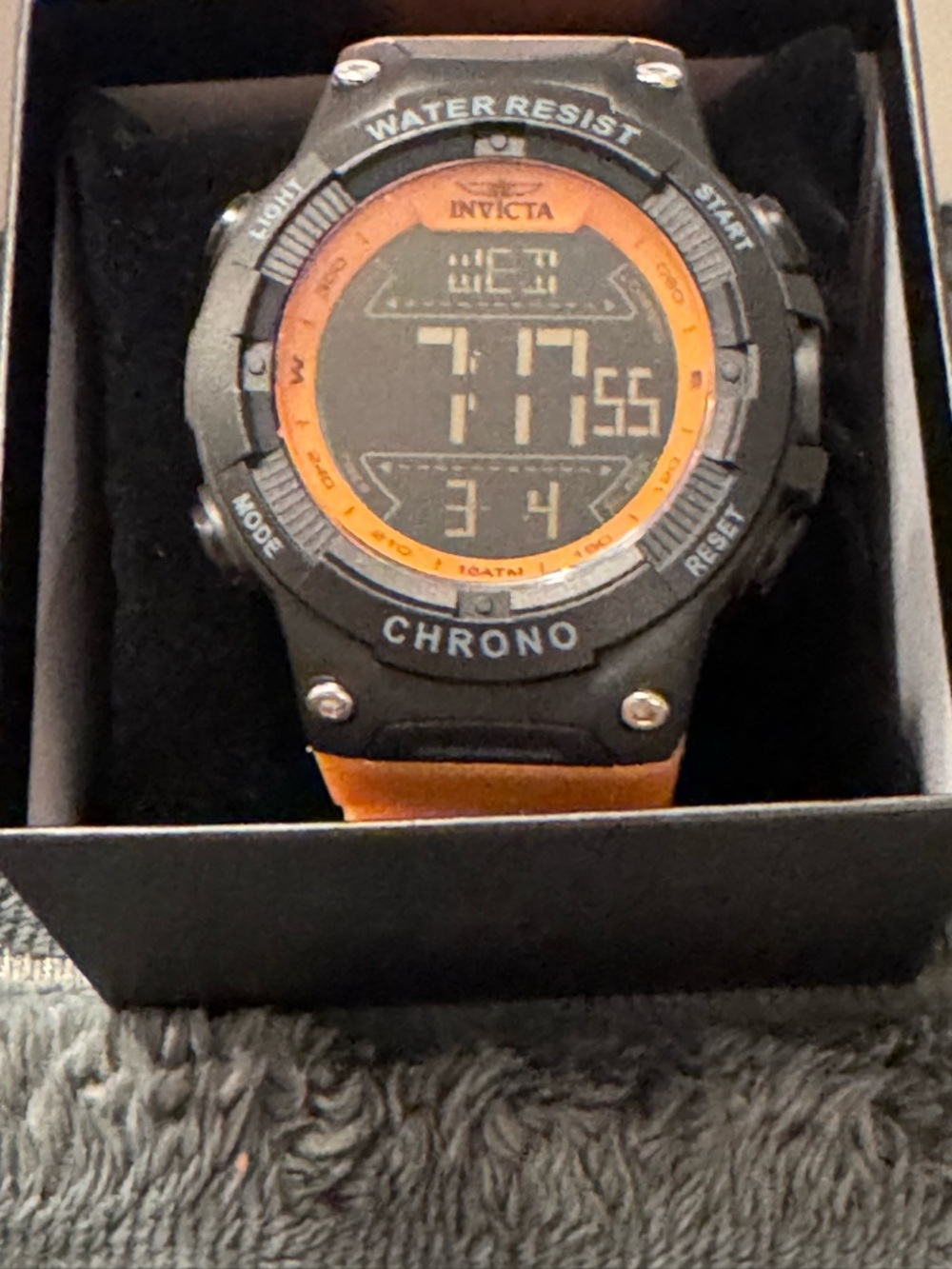Invicta Men’s Racing, Black and Orange Digital 52mm, Chronograph Watch